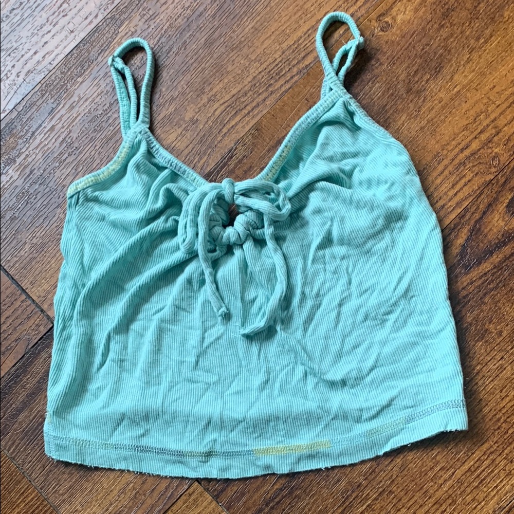 Urban Outfitters Out From Under Mint Green Ribbed Tie Front Cami Top M
